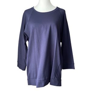 Eileen Fisher Organic Cotton Jersey Top Navy Petite M